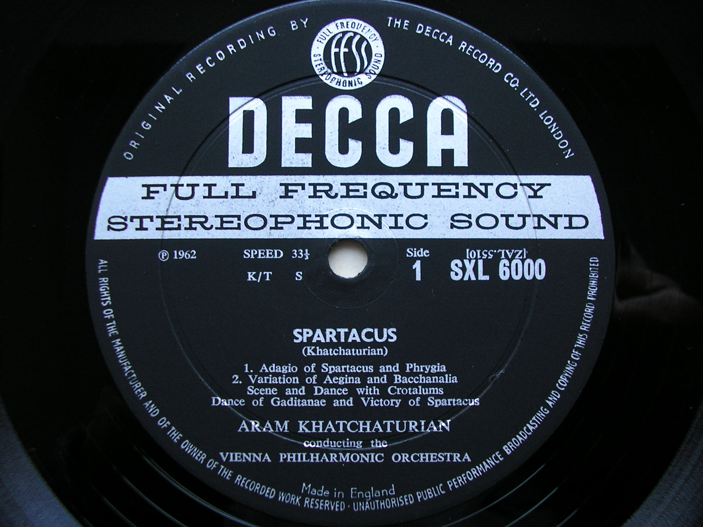 SXL 6000  KHACHATURIAN: SPARTACUS / GAYANEH        KHACHATURIAN / VIENNA  PHILHARMONIC     ED1