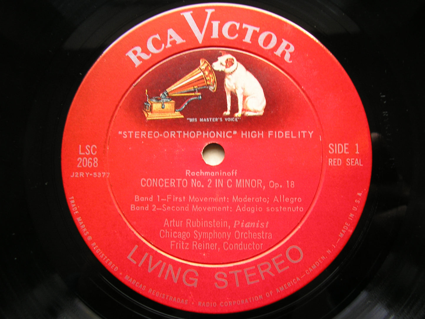 RACHMANINOV: PIANO CONCERTO No. 2      RUBINSTEIN / CHICAGO SYMPHONY / REINER     LSC 2068