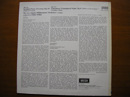 SXL 6325  SCRIABIN: POEM OF ECSTASY / SCHOENBERG: VERKLARTE NACHT    ZUBIN MEHTA / LOS ANGELES PHILHARMONIC    ED1