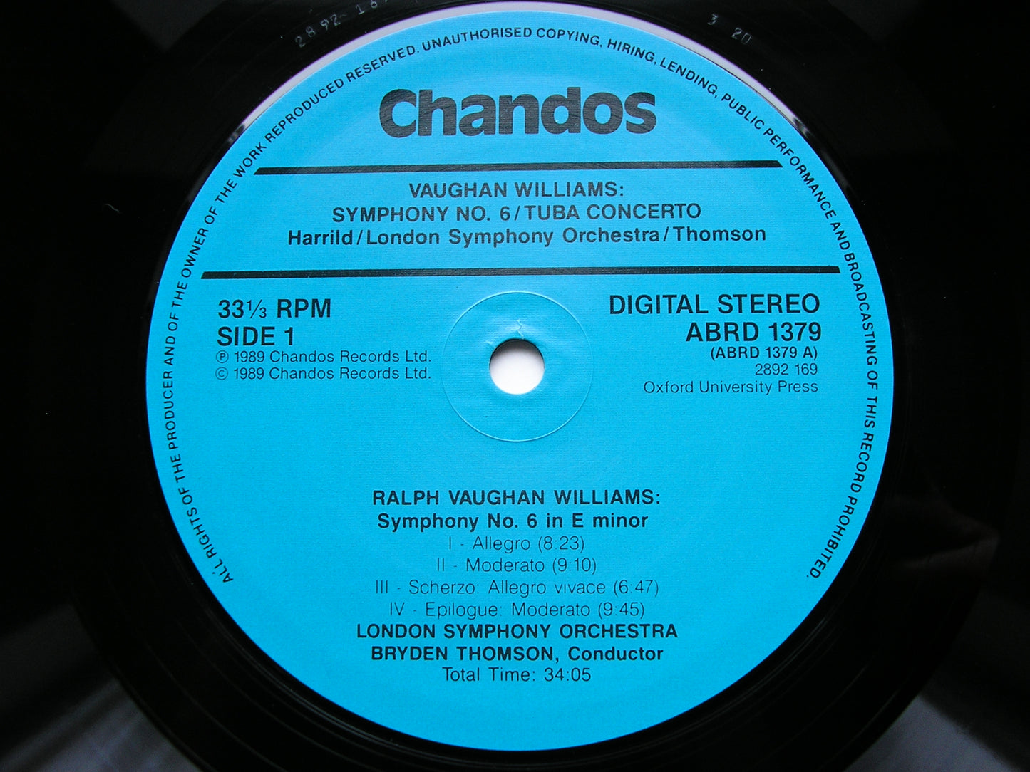 VAUGH WILLIAMS: SYMPHONY No. 6 /TUBA CONCERTO     HARRILD / LONDON SYMPHONY / HANDLEY     ABRD 1379