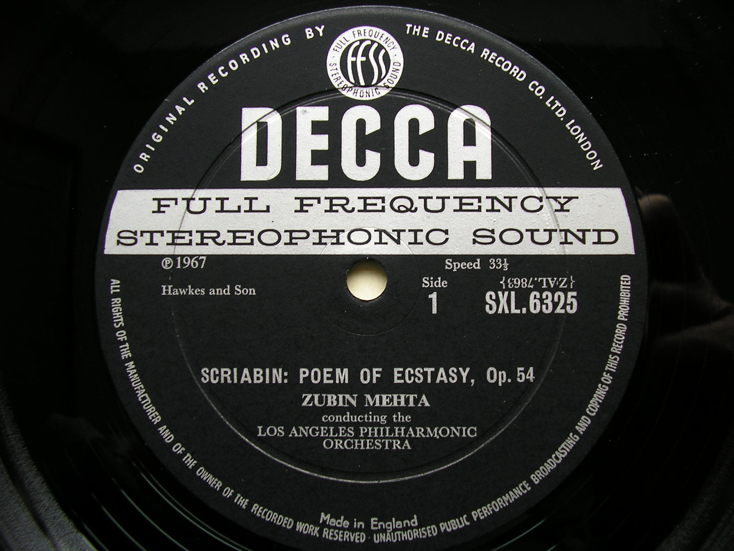 SXL 6325  SCRIABIN: POEM OF ECSTASY / SCHOENBERG: VERKLARTE NACHT    ZUBIN MEHTA / LOS ANGELES PHILHARMONIC    ED1