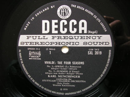 VIVALDI: THE FOUR SEASONS     STUTTGART CHAMBER ORCHESTRA / KARL MUNCHINGER    SXL 2019