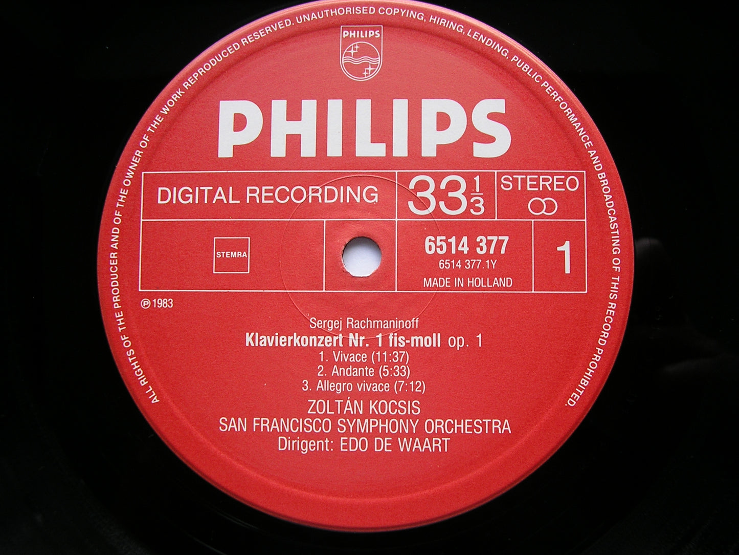 RACHMANINOV: PIANO CONCERTOS Nos. 1 & 4     KOCSIS / SAN FRANCISCO SYMPHONY / DE WAART     6514 377