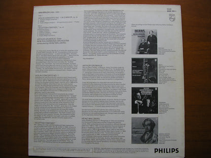 BRUCH: VIOLIN CONCERTO No. 1 / SCOTTISH FANTASY       GRUMIAUX / NEW PHILHARMONIA / WALLBERG     6500 780