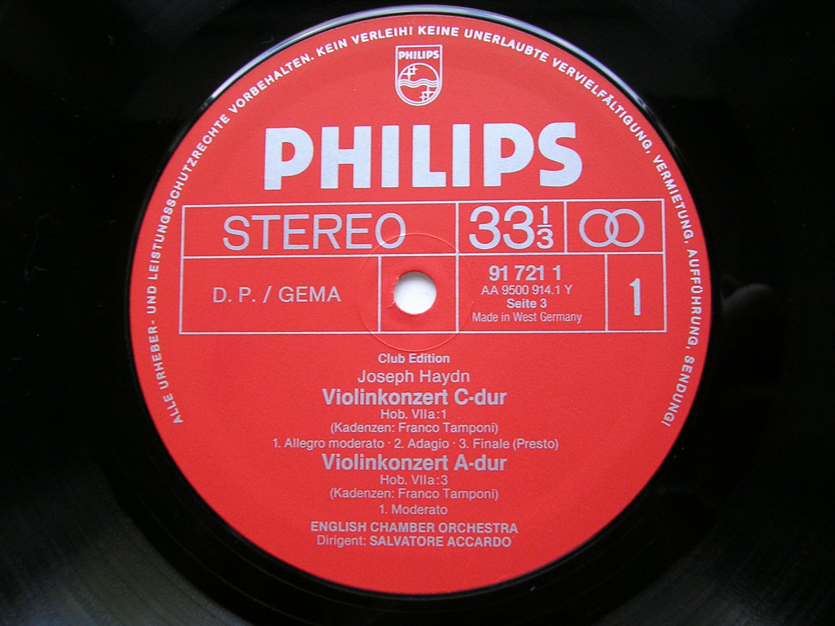 HAYDN: VIOLIN CONCERTOS / SINFONIA CONCERTANTE     ACCARDO / SCHIFF / BLACK / SHEEN / ENGLISH CHAMBER ORCHESTRA    91 7195
