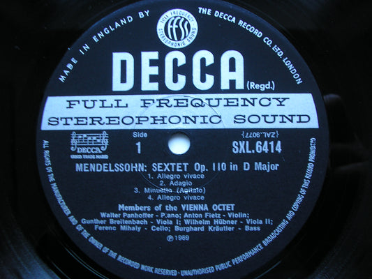SXL 6414 MENDELSSOHN: SEXTET / BORODIN: QUINTET     MEMBERS OF VIENNA OCTET    ED3
