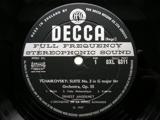 SXL 6311  TCHAIKOVSKY:  SUITE No. 3  Op. 55      RICCI / SUISSE ROMANDE / ANSERMET    ED2