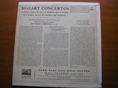 MOZART: CLARINET CONCERTO / BASSOON CONCERTO  BRYMER / BROOKE / ROYAL PHILHARMONIC ORCHESTRA / BEECHAM    ASD 344