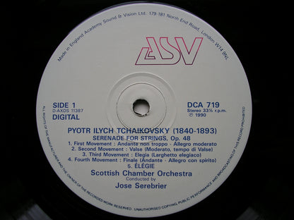 TCHAIKOVSKY: SERENADE FOR STRINGS / SUITE No. 4 'Mozartiana' / ELEGY      SEREBRIER / SCOTTISH CHAMBER ORCHESTRA   DCA 719