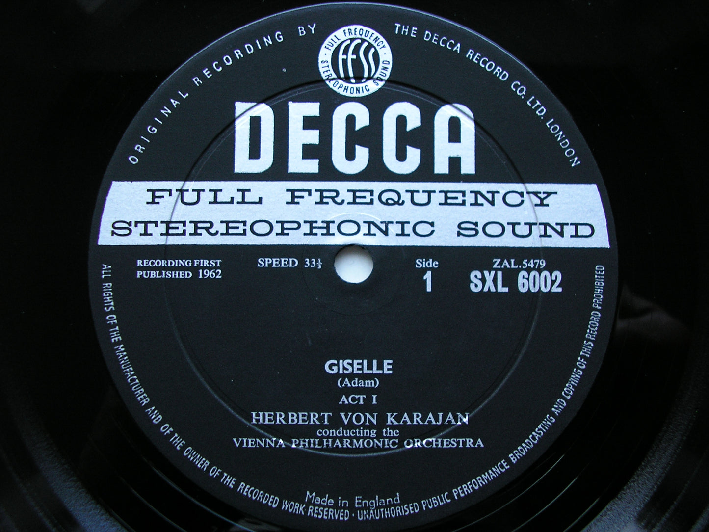 SXL 6002  ADAM: GISELLE     KARAJAN / VIENNA PHILHARMONIC     ED 1