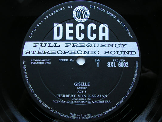 SXL 6002  ADAM: GISELLE     KARAJAN / VIENNA PHILHARMONIC     ED 1