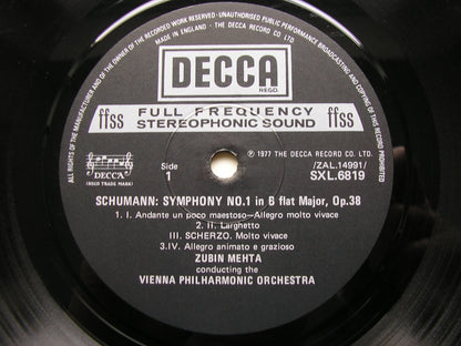 SCHUMANN: SYMPHONIES Nos. 1 & 4    MEHTA / VIENNA PHILHARMONIC    SXL 6819