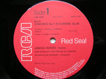 BRUCH: VIOLIN CONCERTO No. 1 / GLAZOUNOV: VIOLIN CONCERTO      HEIFETZ / NSOL / SARGENT / HENDL      LSB 4061