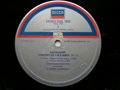 RACHMANINOV: SYMPHONY No. 1       ASHKENAZY / CONCERTGEBOUW ORCHESTRA    SXDL 7603
