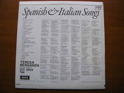 SXL 6005  TERESA BERGANZA SINGS SPANISH & ITALIAN SONGS      BERGANZA / LAVILLA     ED 1