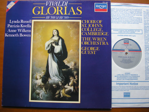 VIVALDI: GLORIAS  RV 588 & RV 589           SOLOISTS / CHOIR OF ST JOHN'S COLLEGE / THE WREN ORCHESTRA     ZRDL 1006
