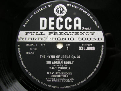 SXL 6006  HOLST: THE HYMN OF JESUS / EGDON HEATH / THE PERFECT FOOL     BOULT / LONDON PHILHARMONIC    ED3