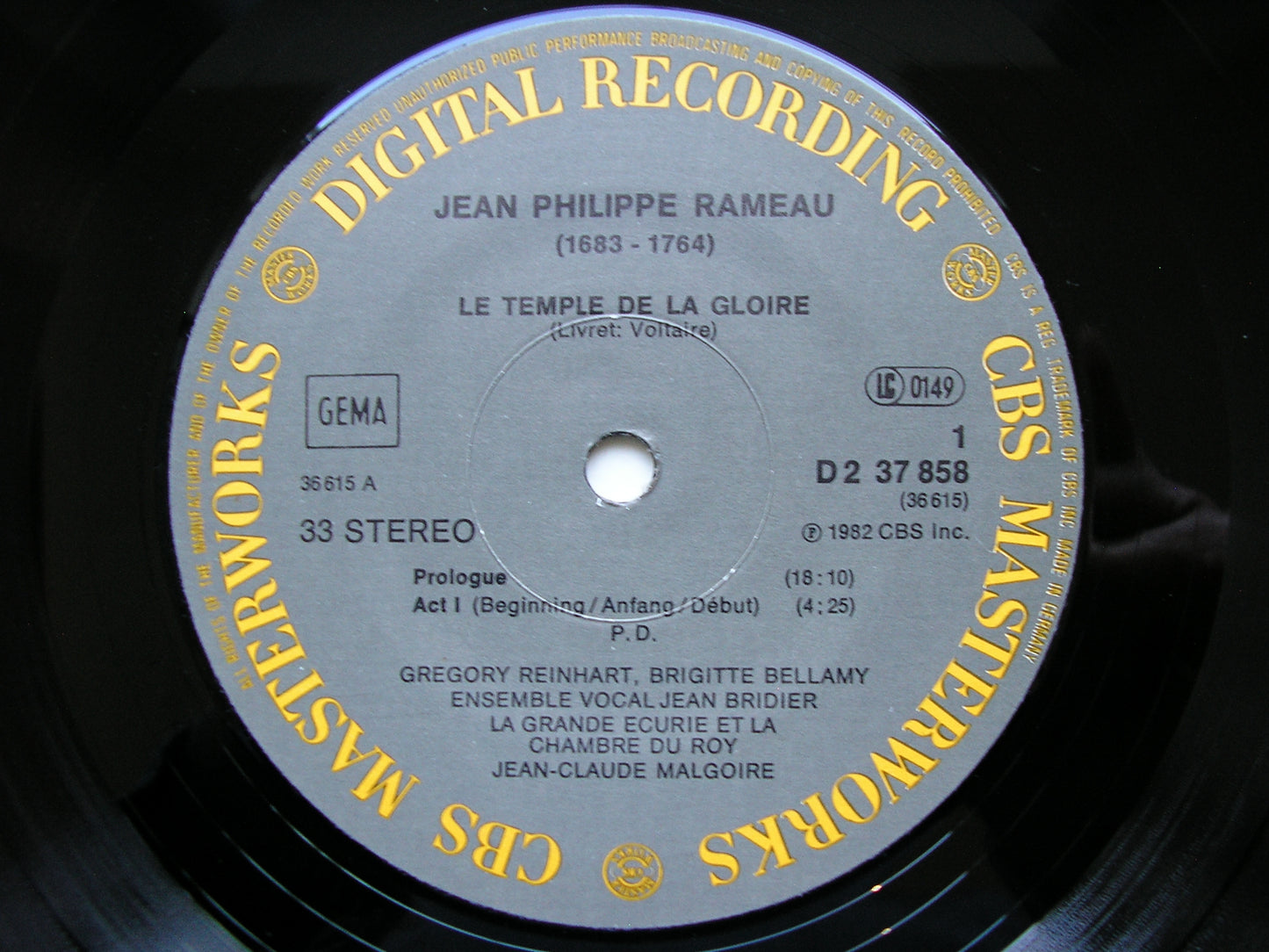 RAMEAU: LE TEMPLE DE LA GLOIRE (1745)   SOLOISTS / LA GRANDE ECURIE ET LA CHAMBRE DU ROY / MALGOIRE    2LP   D2 37858