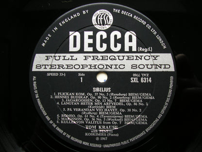 SXL 6314  SIBELIUS: SONGS     TOM KRAUSE / PENTTI KOSKIMIES   ED2