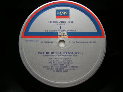 VIVALDI: GLORIAS  RV 588 & RV 589           SOLOISTS / CHOIR OF ST JOHN'S COLLEGE / THE WREN ORCHESTRA     ZRDL 1006