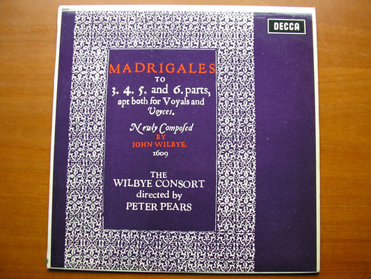 SXL 6315  WILBYE: MADRIGALS (1609)     THE WILBYE CONSORT / PEARS    ED2