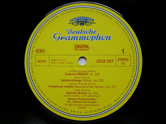 JONANN & JOSEF STRAUSS: RADETZKY - MARSCH       KARAJAN / BERLIN PHILHARMONIC     2532 027