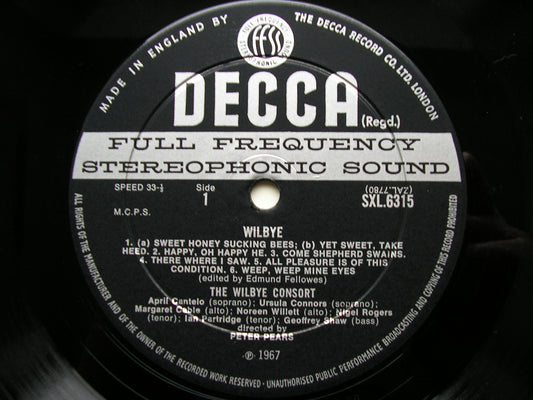SXL 6315  WILBYE: MADRIGALS (1609)     THE WILBYE CONSORT / PEARS    ED2