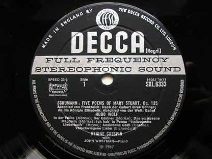 REGINE CRESPIN SONG RECITAL: POULENC / DEBUSSY / WOLF / SCHUMANN        CRESPIN / WUSTMAN      SXL 6333