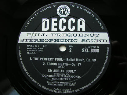 SXL 6006  HOLST: HYMN OF JESUS / EGDON HEATH / THE PERFECT FOOL     BOULT / LONDON PHILHARMONIC     ED 1