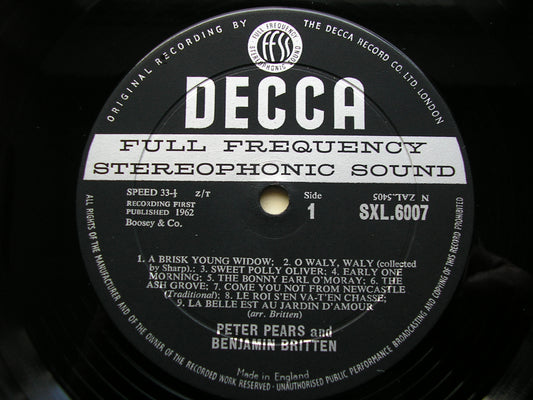 SXL 6007  FOLK SONGS    PETER PEARS & BENJAMIN BRITTEN     ED 1