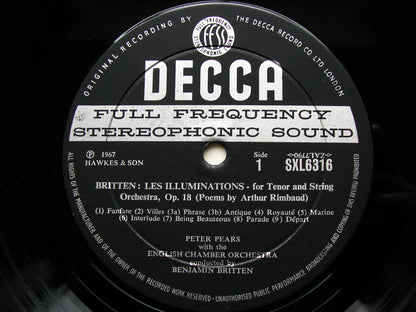 SXL 6316  BRITTEN: LES ILLUMINATIONS / BRIDGE VARIATIONS    PEARS / ENGLISH CHAMBER ORCHESTRA / BRITTEN    ED1