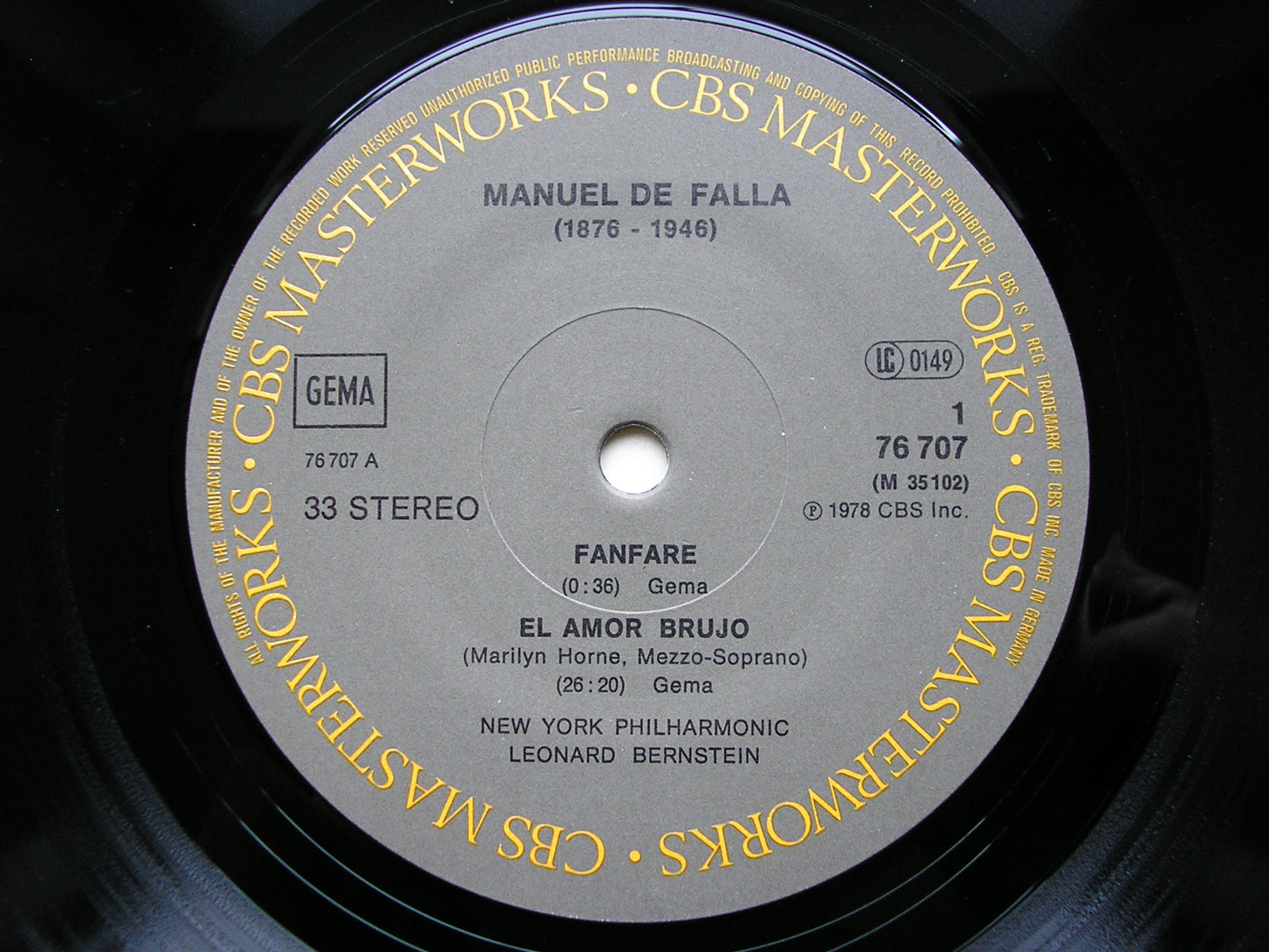 RAVEL: SHEHERAZADE / FALLA: EL AMOR BRUJO     MARILYN HORNE / NYPO / FNO / BERNSTEIN    76707