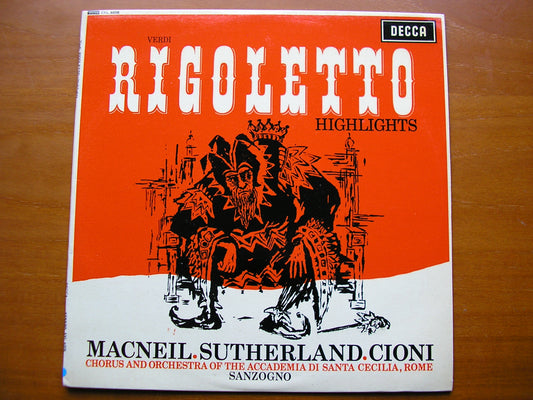 SXL 6008  VERDI: RIGOLETTO    highlights    MACNEIL / SUTHERLAND / CIONI / SANTA CECILIA / SANZOGNO     ED 1          IA ROME /