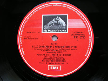 HAYDN: CELLO CONCERTOS in C  &  D      ROSTROPOVICH / ASMIF / BROWN     ASD 3255