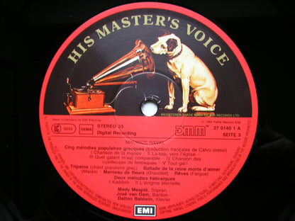 RAVEL: SONGS    BERGANZA / LOTT / MESPLE / NORMAN / BACQUIER / VAN DAM / BALDWIN / TOULOUSE ORCHESTRA / PLASSON     3LP    27 0139