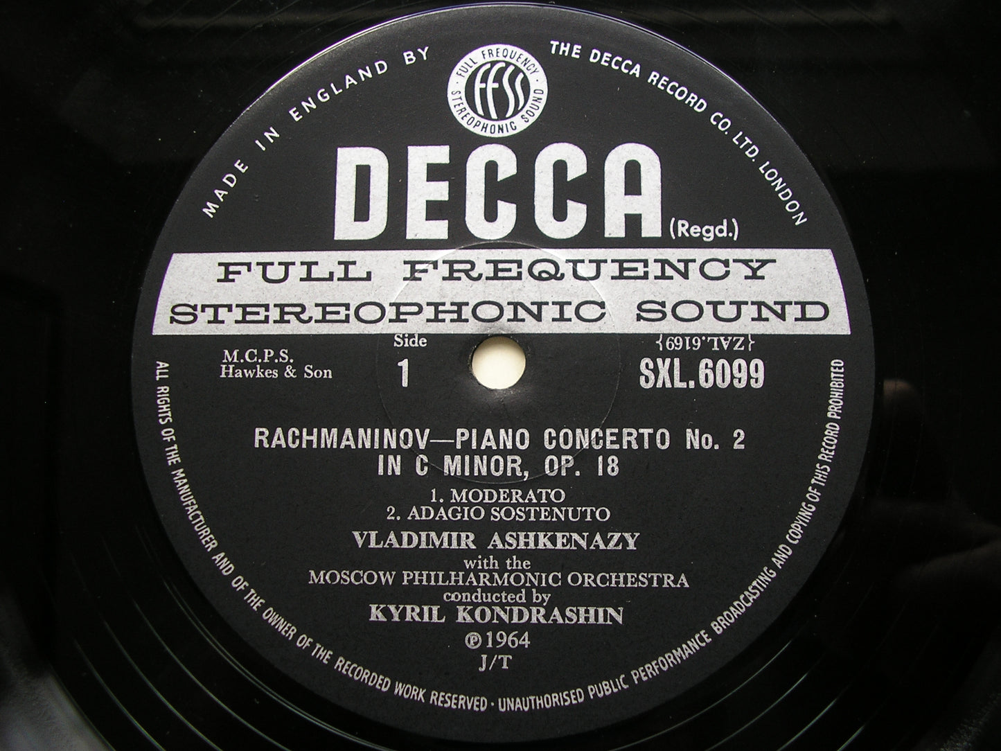 RACHMANINOV: PIANO CONCERTO No. 2      ASHKENAZY / MOSCOW PHILHARMONIC / KONDRASHIN      SXL 6099