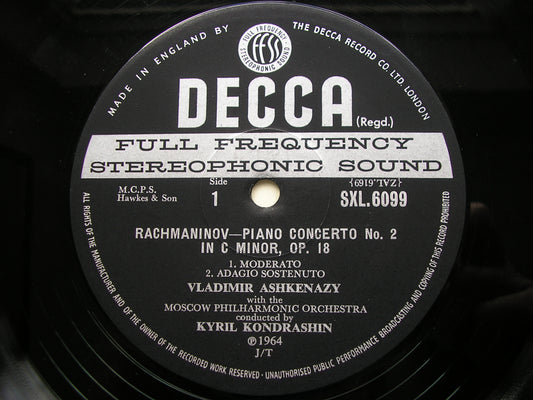 RACHMANINOV: PIANO CONCERTO No. 2      ASHKENAZY / MOSCOW PHILHARMONIC / KONDRASHIN      SXL 6099