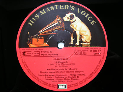 RAVEL: SONGS    BERGANZA / LOTT / MESPLE / NORMAN / BACQUIER / VAN DAM / BALDWIN / TOULOUSE ORCHESTRA / PLASSON     3LP    27 0139
