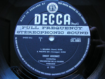 SXL 6065  RAVEL / HONEGGER / DUKAS: ORCHESTRAL WORKS     ANSERMET /SUISSE ROMANDE    ED2