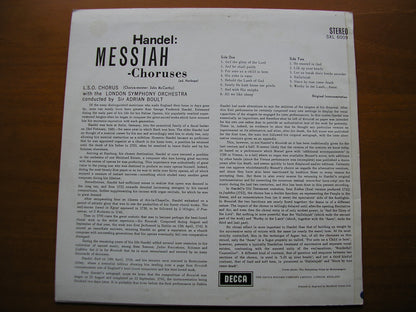 SXL 6009  HANDEL: MESSIAH   Choruses     LONDON SYMPHONY CHOIR & ORCHESTRA     SIR ADRIAN BOULT     ED 1