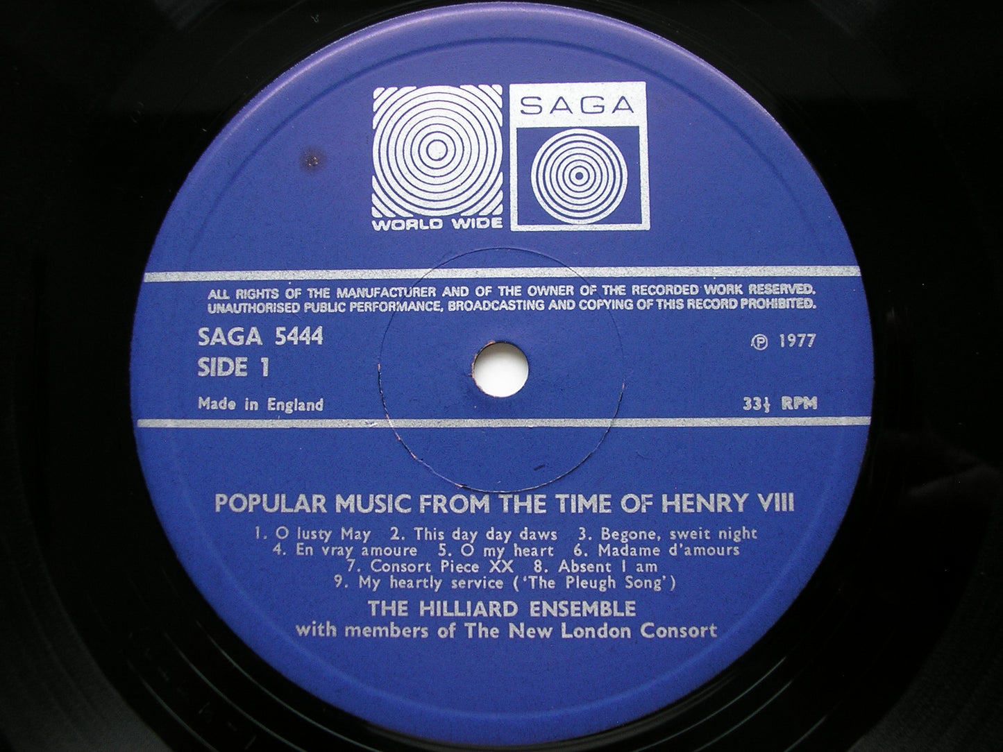 MUSIC FROM THE TIME OF HENRY VIII        THE HILLIARD ENSEMBLE / NEW LONDON CONSORT      SAGA 5444