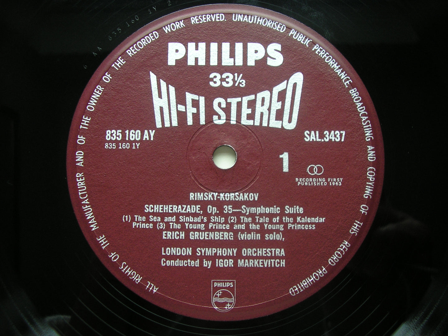 RIMSKY-KORSAKOV: SCHEHERAZADE / CAPRICCIO ESPAGNOL     MARKEVITCH / LONDON SYMPHONY   SAL 3437