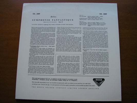BERLIOZ: SYMPHONIE FANTASTIQUE      ARGENTA / PARIS CONSERVATOIRE     SXL 2009
