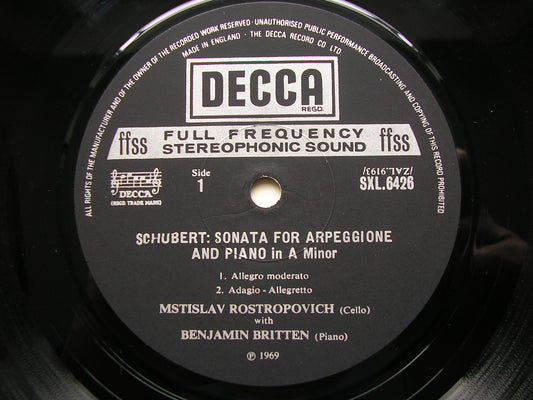 SXL 6426 SCHUBERT: ARPEGGIONE SONATA D821 / BRIDGE: SONATA FOR CELLO & PIANO     ED3