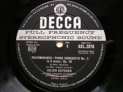 RACHMANINOV: PIANO CONCERTO No. 2      KATCHEN / LONDON SYMPHONY / SOLTI    SXL 2076