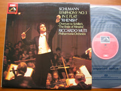 SCHUMANN: SYMPHONY No. 3 / OVERTURE The Bride of Messina       MUTI / PHILHARMONIA    ASD 3696