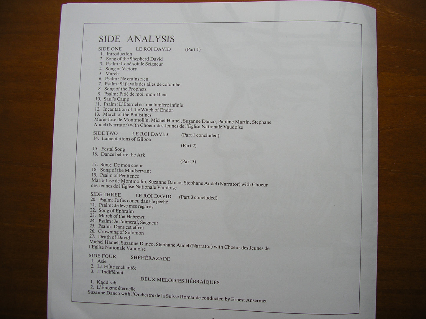 HONEGGER:  KING DAVID  a symphonic psalm  / RAVEL: SONGS     SOLOISTS / SUISSE ROMANDE / ANSERMET    2LP     GOS 602/3