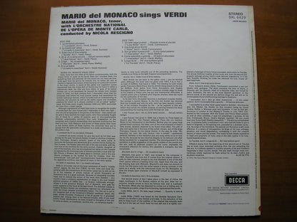 SXL 6429 MARIO DEL MONACO SINGS VERDI ARIAS      MONTE CARLO OPERA ORCHESTRA / RESCIGNO    ED3