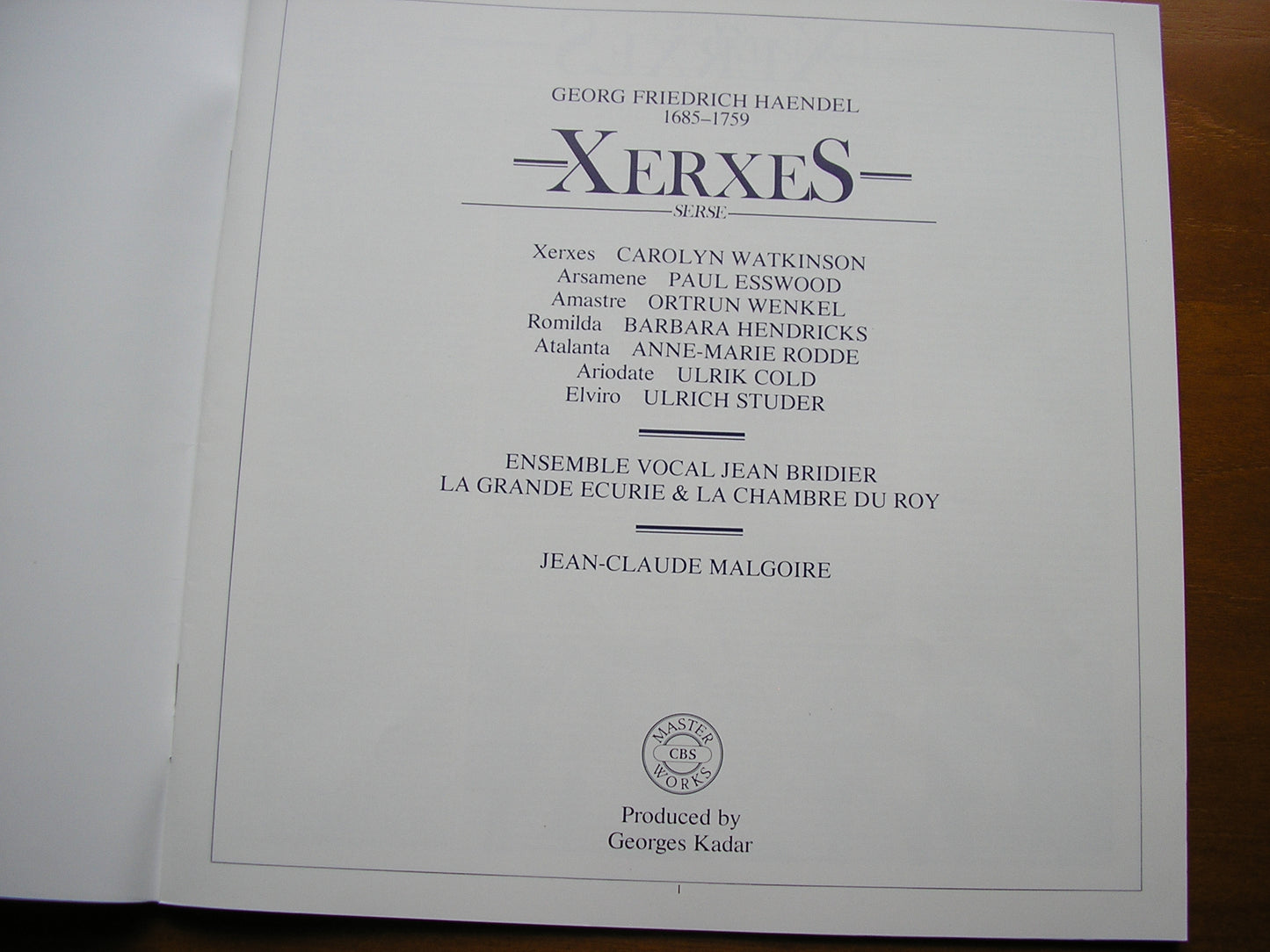 HANDEL: XERXES (1738)      SOLOISTS / LA GRANDE ECURIE ET LA CHAMBRE DU ROY / MALGOIRE    3LP    79325                  3LP