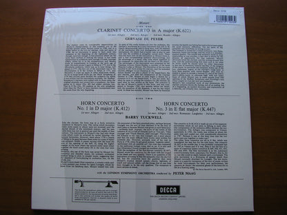 MOZART: CLARINET CONCERTO / HORN CONCERTOS Nos. 1 & 3     TUCKWELL / DE PEYER / LONDON SYMPHONY/ MAAG       SXL 2238